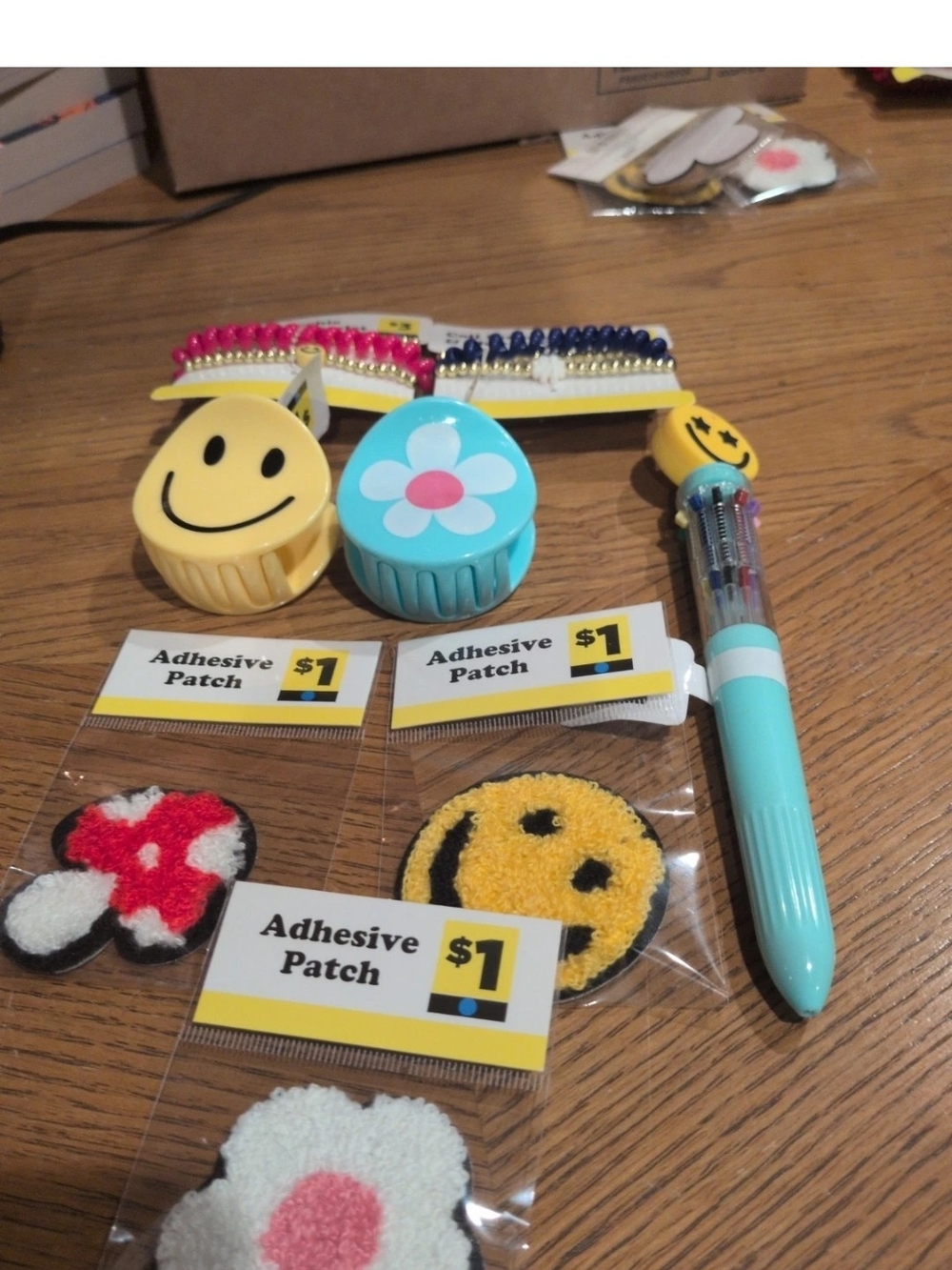 Girls Fun Lot Scrunchie/Bracelet, Pen, Patch Hair Clips, Pouch, Keychain